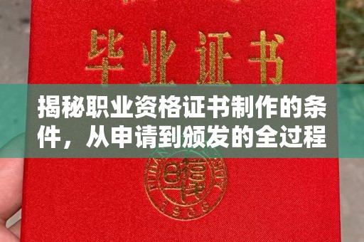 狮潭揭秘职业资格证书制作的条件，从申请到颁发的全过程